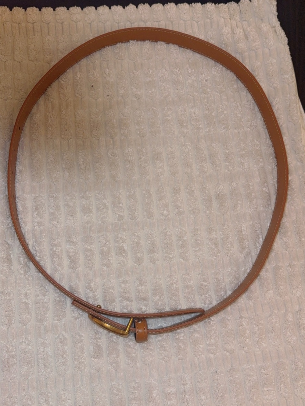 Tan Leather Belt with Gold Buckle - Picture 13 of 16